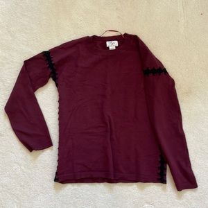 Cool Crochet Sides Burgundy Sweater